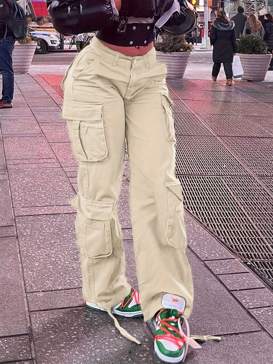 Plain Side Flap Pocket Cargo Jeans