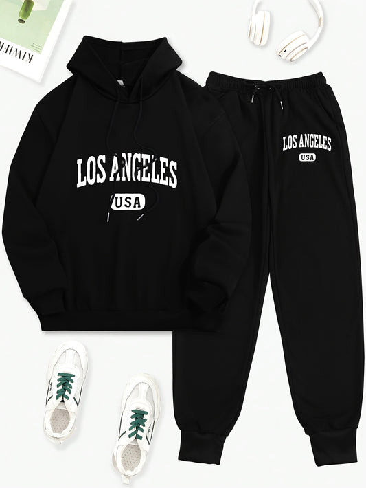 Women's 2pcs Los Angeles USA Printed Hoodie and Sweatpants Set