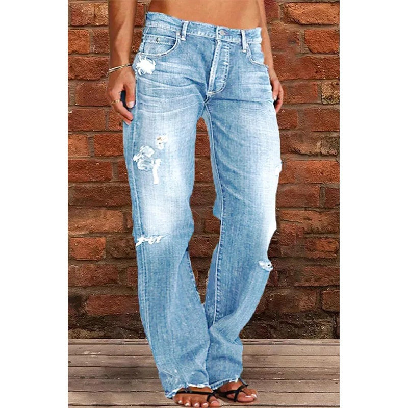 Women's Loose Wide Ripped Leisure Jeans