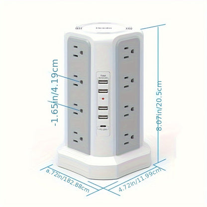 LEVEL 4 Upgraded 16 AC Outlets Power Strip Tower with USB/USB C Port