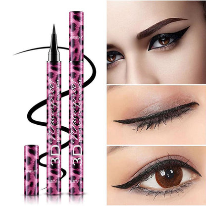 4D Fiber Leopard Waterproof Black Mascara + Eyeliner Pen Set