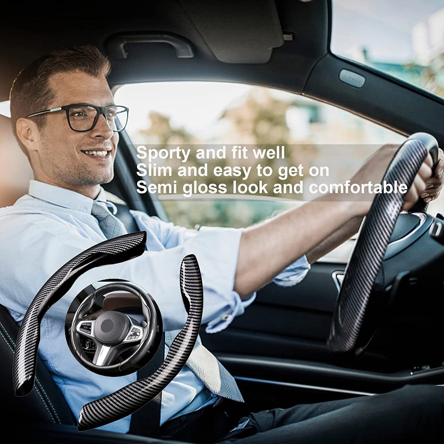 Non-Slip Carbon Fiber Steering Wheel Cover!