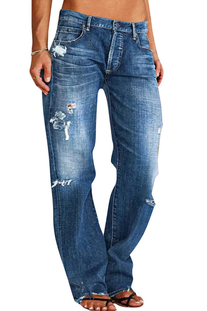 Women's Loose Wide Ripped Leisure Jeans