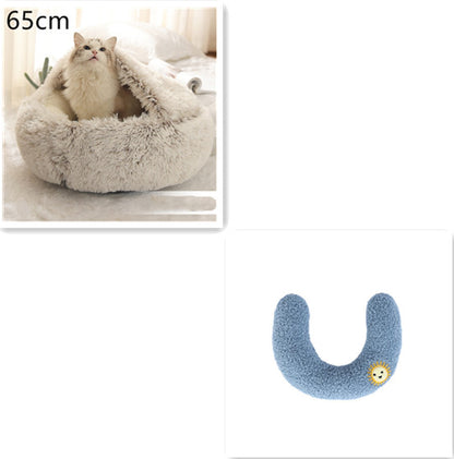 2 In 1 Dog And Cat Round Plush Winter