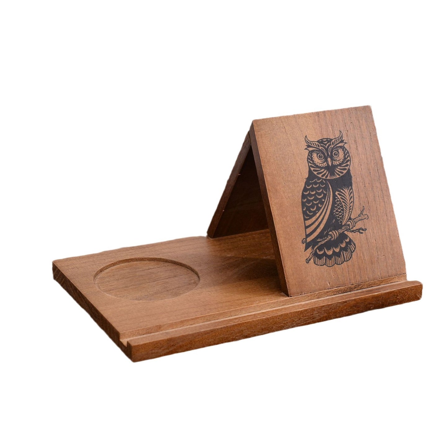 Wooden Book Holder with Cup Base