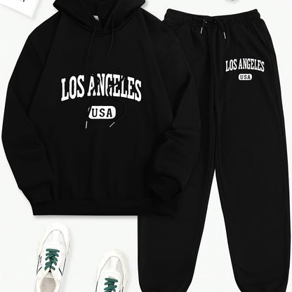 Women's 2pcs Los Angeles USA Printed Hoodie and Sweatpants Set