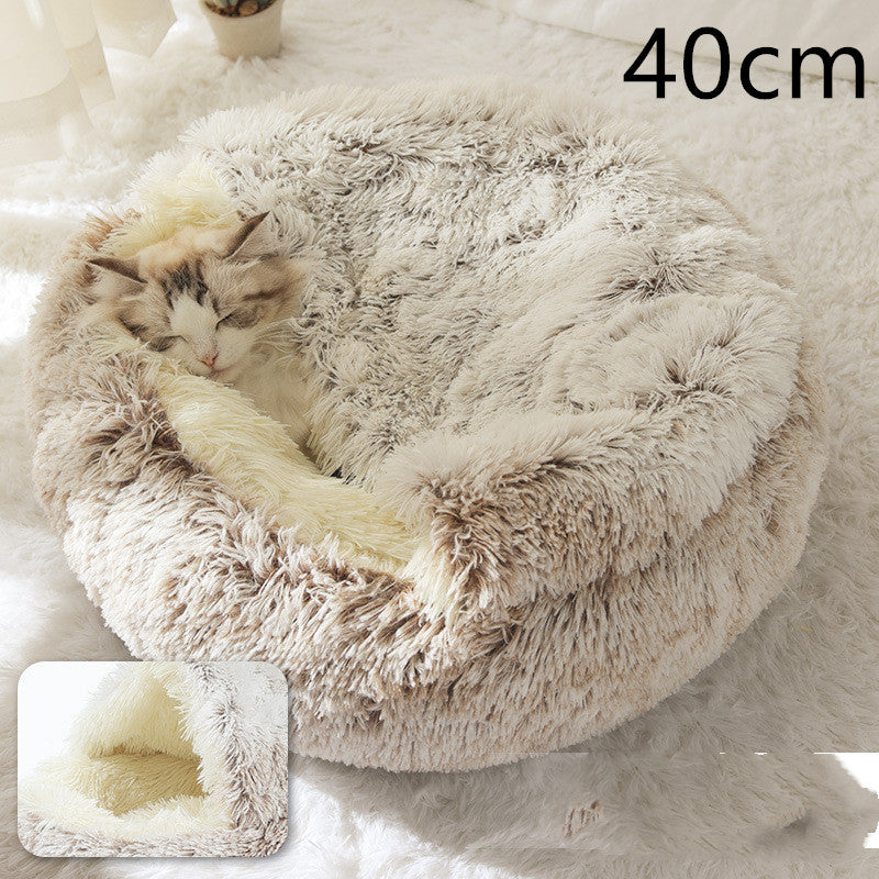2 In 1 Dog And Cat Round Plush Winter