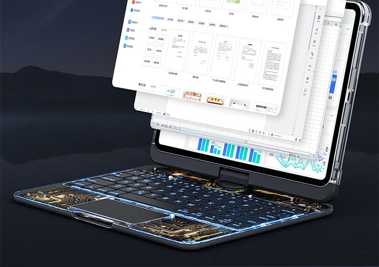 360 Swivel Keyboard Clear Case For I Pad with Pen Slot