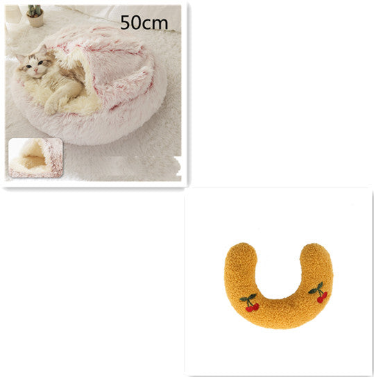 2 In 1 Dog And Cat Round Plush Winter