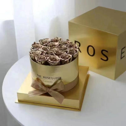 Silver Mirror Round Preserved Flower Roses