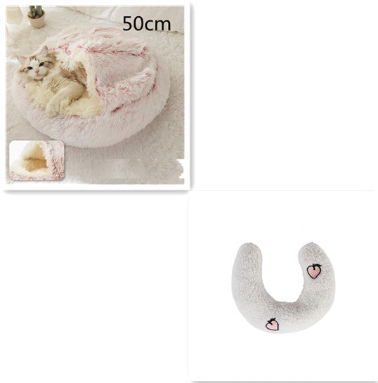 2 In 1 Dog And Cat Round Plush Winter