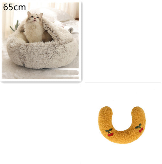 2 In 1 Dog And Cat Round Plush Winter