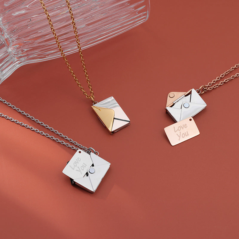 Simple Clavicle Chain Envelope Love Letter Necklace