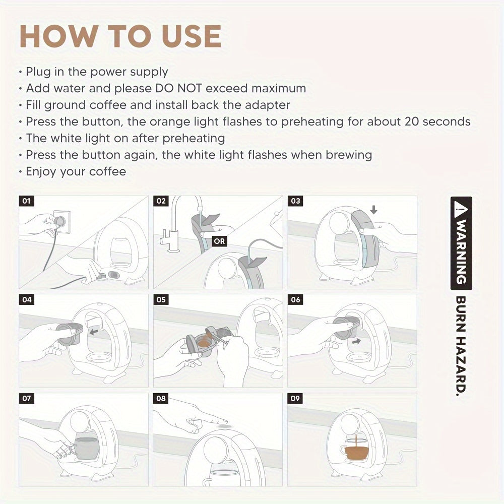 2 in 1 Single Serve Coffee Maker Compatible With K Cup & Ground Coffee