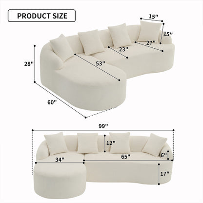 GREY COMPRESSION SOFA with 3-Seater and 4 Pillows