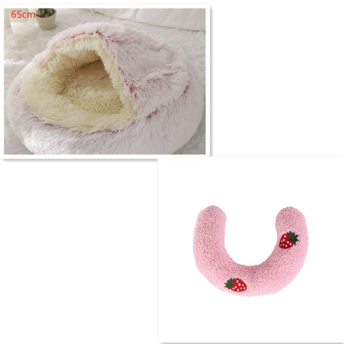 2 In 1 Dog And Cat Round Plush Winter