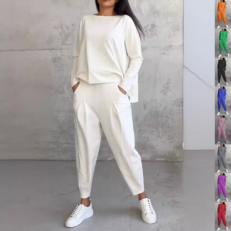Women's Irregular Long-Sleeved Set with Pockets