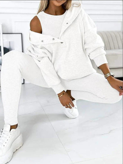3pcs Women's Loose Hooded Sports Suit