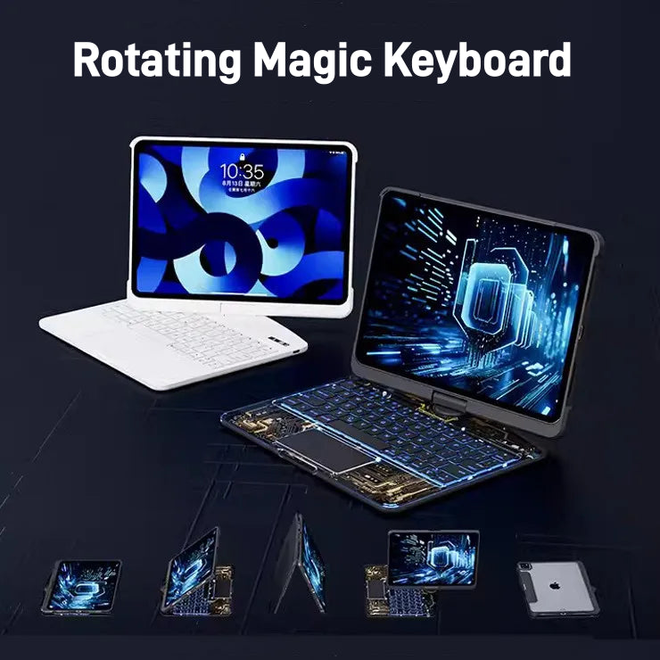 360 Swivel Keyboard Clear Case For I Pad with Pen Slot