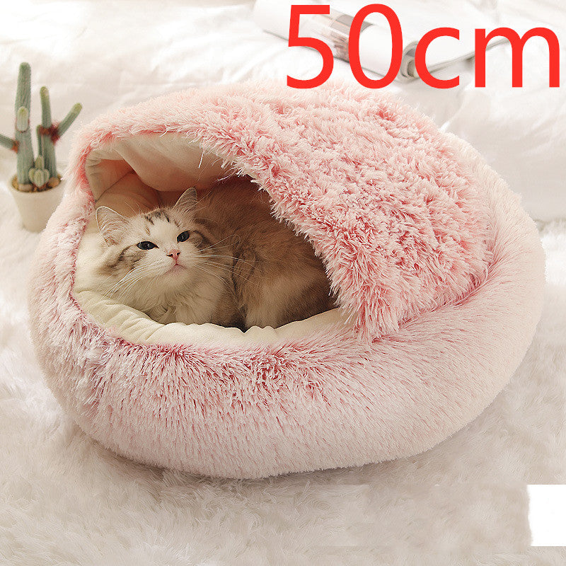 2 In 1 Dog And Cat Round Plush Winter