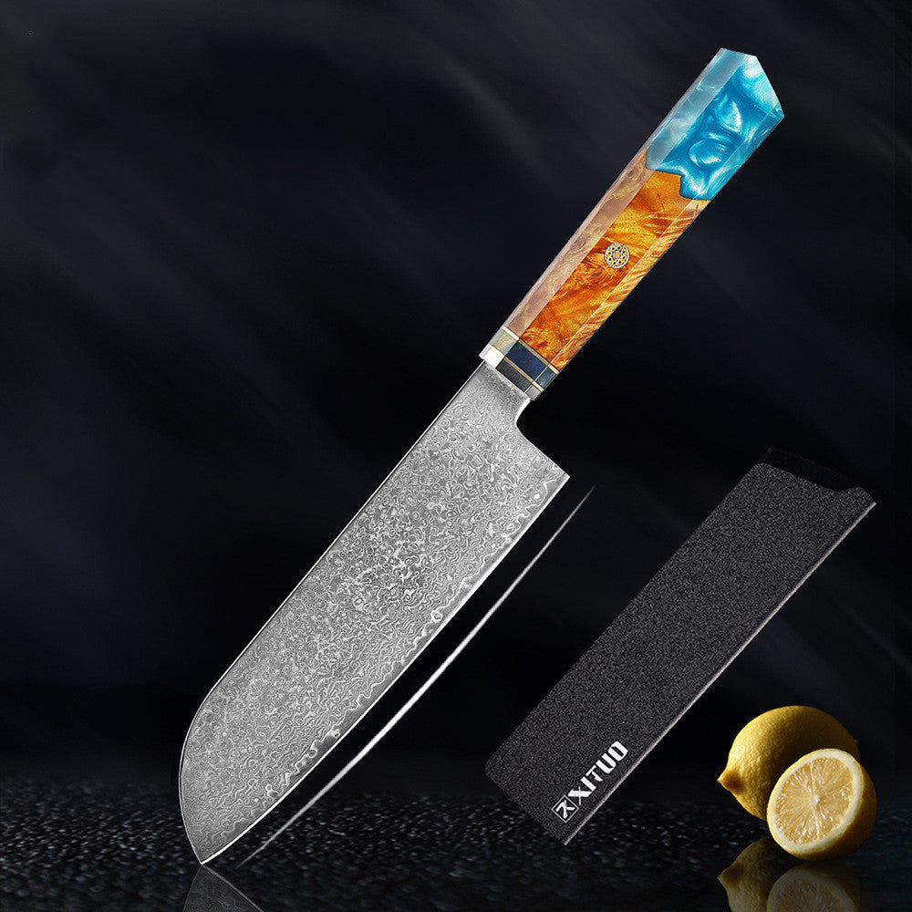Damascus Steel Kitchen Santoku Knife Set