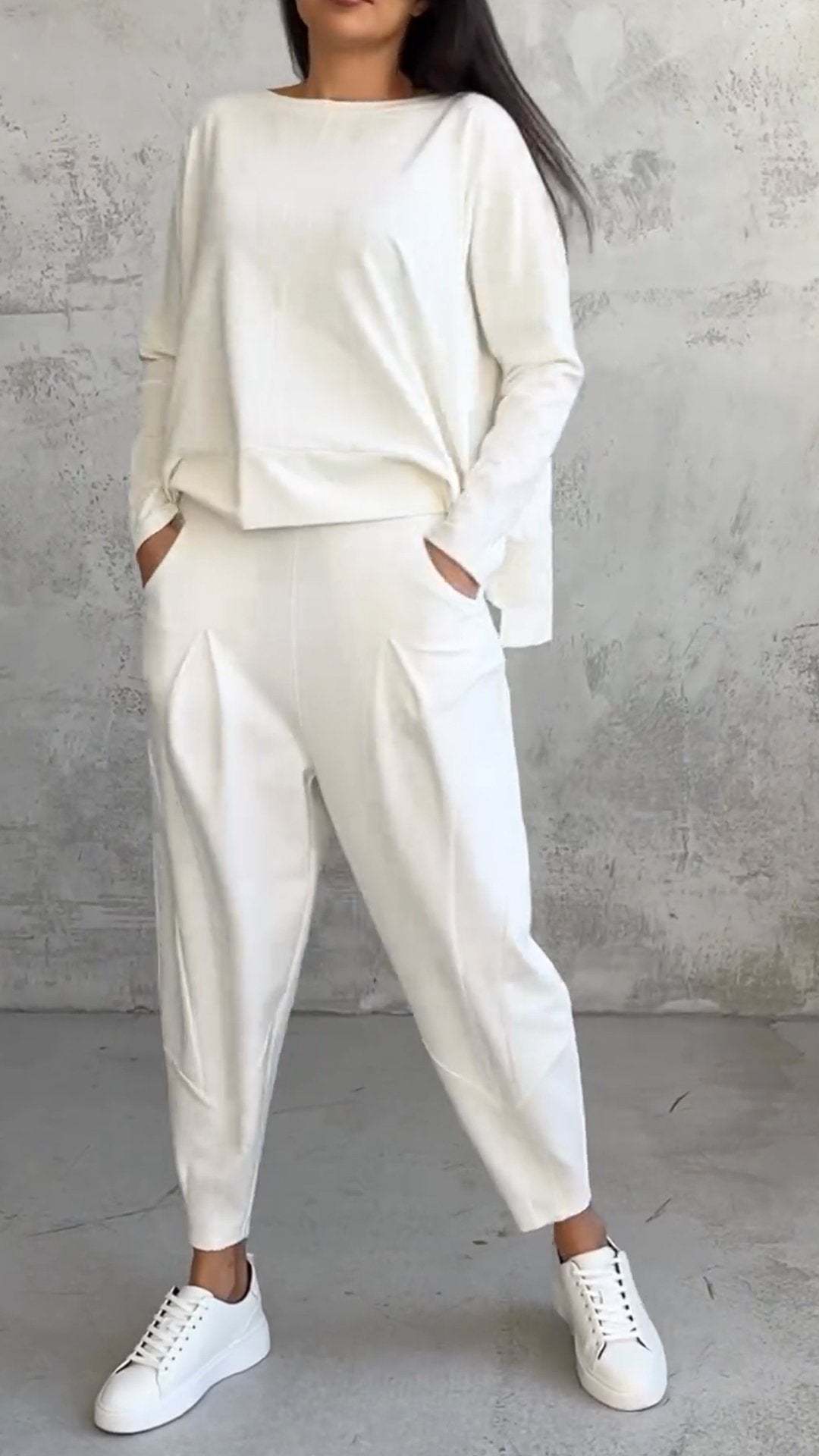 Women's Irregular Long-Sleeved Set with Pockets