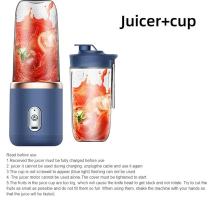 Portable USB Blender Cup | Wireless Juicer | 25000 RPM | 6 Blade