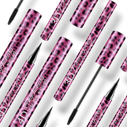 4D Fiber Leopard Waterproof Black Mascara + Eyeliner Pen Set