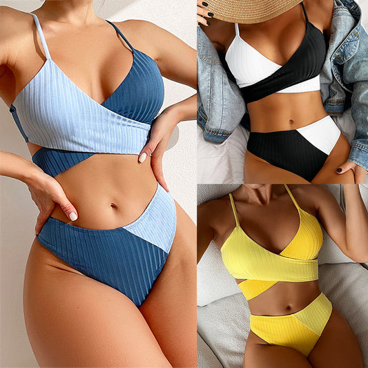 Women's Ribbed Patchwork Swimwear