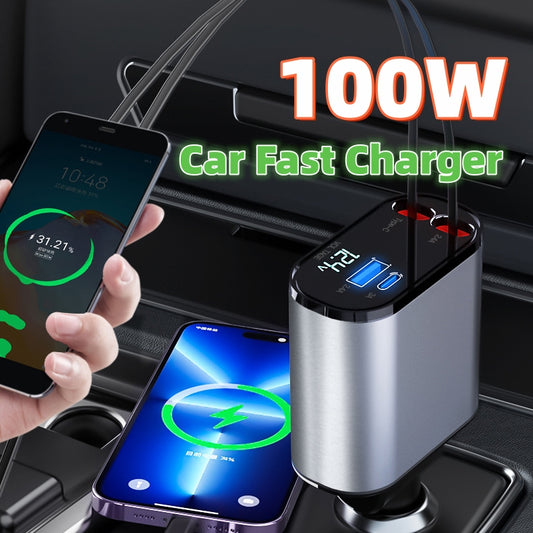 100W Super Fast Charging Metal Car Charger