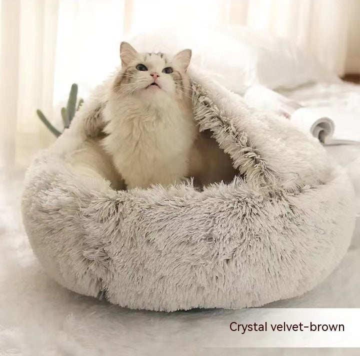 2 In 1 Dog And Cat Round Plush Winter