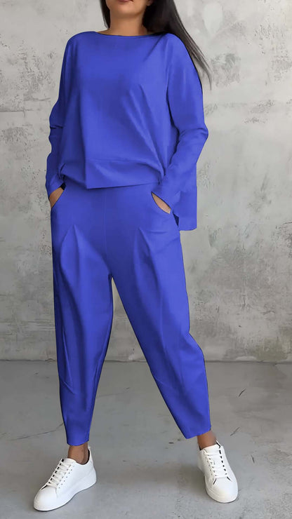 Women's Irregular Long-Sleeved Set with Pockets