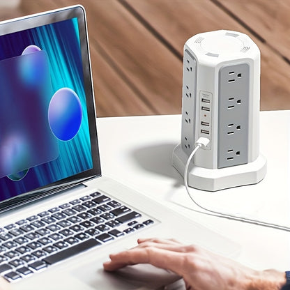 LEVEL 4 Upgraded 16 AC Outlets Power Strip Tower with USB/USB C Port