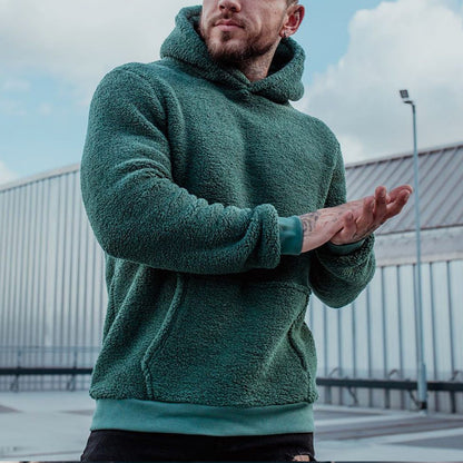Men's Plush Hooded Hoodies Sweatshirt With Big Pocket