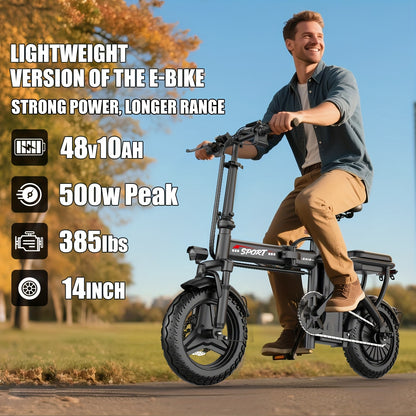 500W Lightweight Folding Electric Bike for Adults