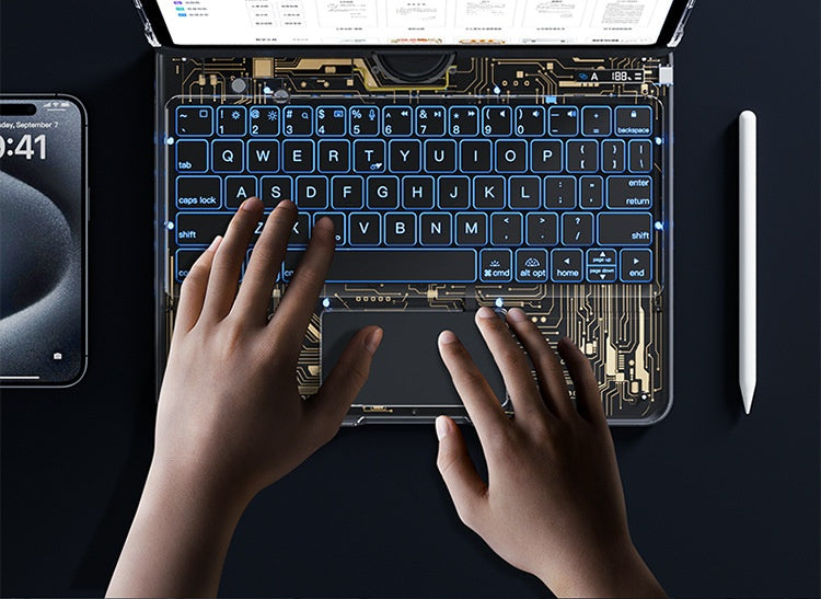 360 Swivel Keyboard Clear Case For I Pad with Pen Slot