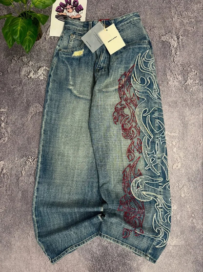 Women's Embroidered Baggy Jeans