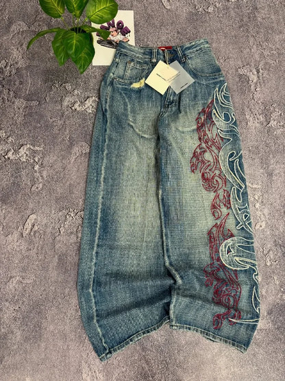 Women's Embroidered Baggy Jeans