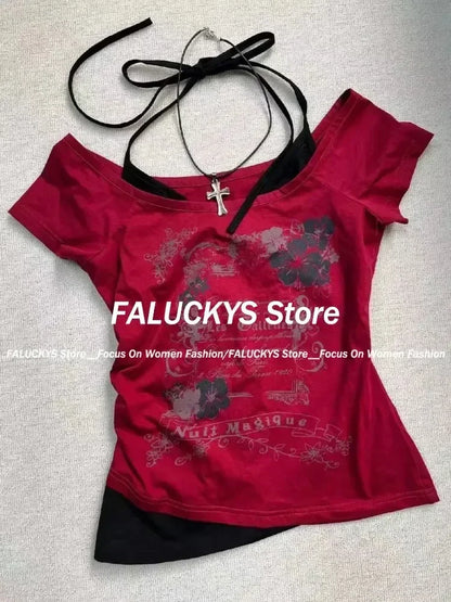 Y2K Retro Street Print T-shirt