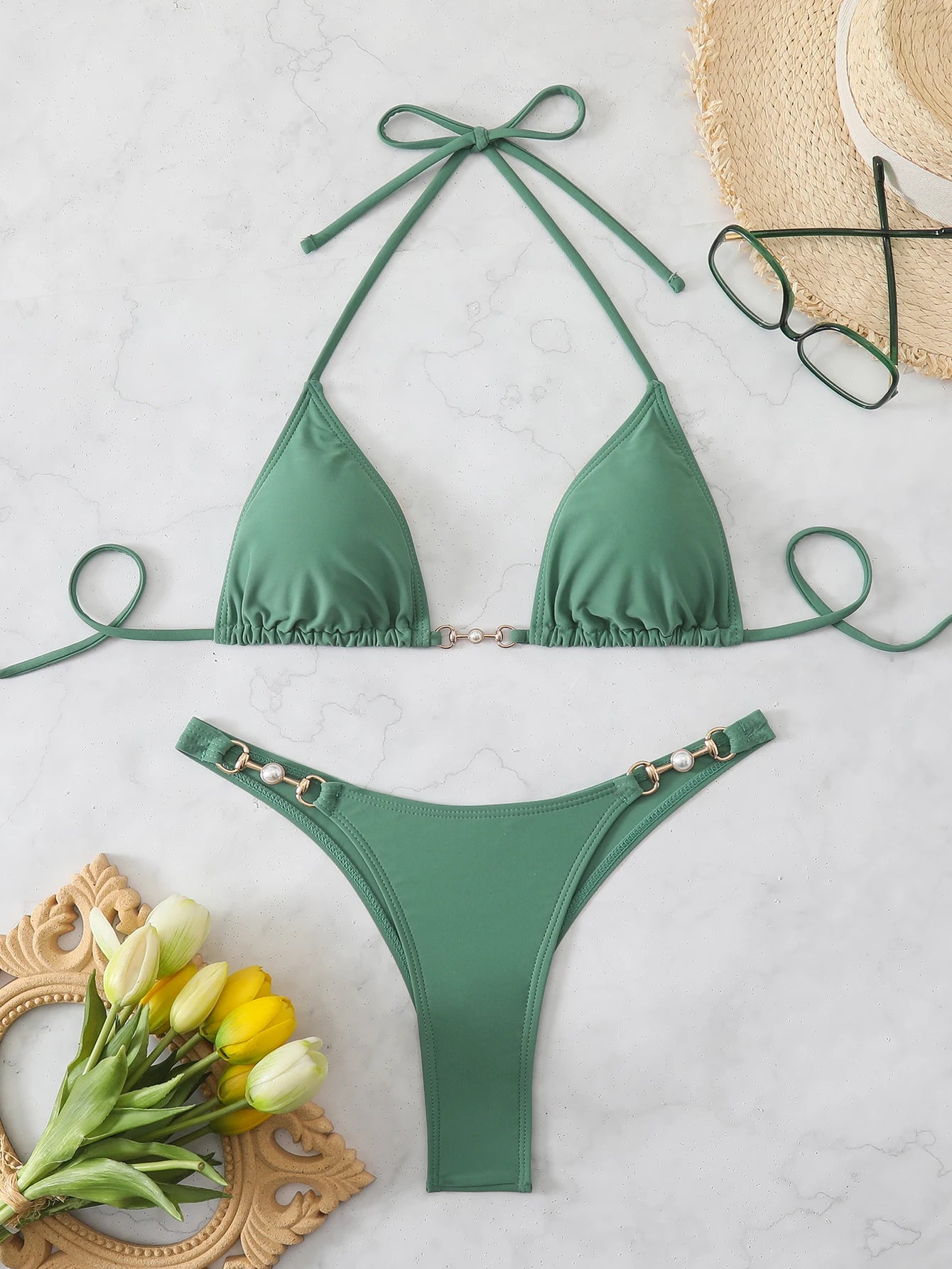 2026 Women's Two-piece Chain Thong Micro Bikini Sets