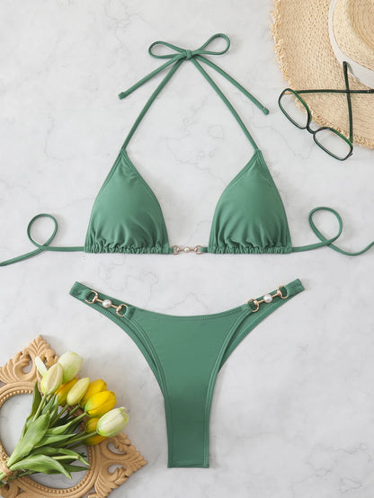 2026 Women's Two-piece Chain Thong Micro Bikini Sets