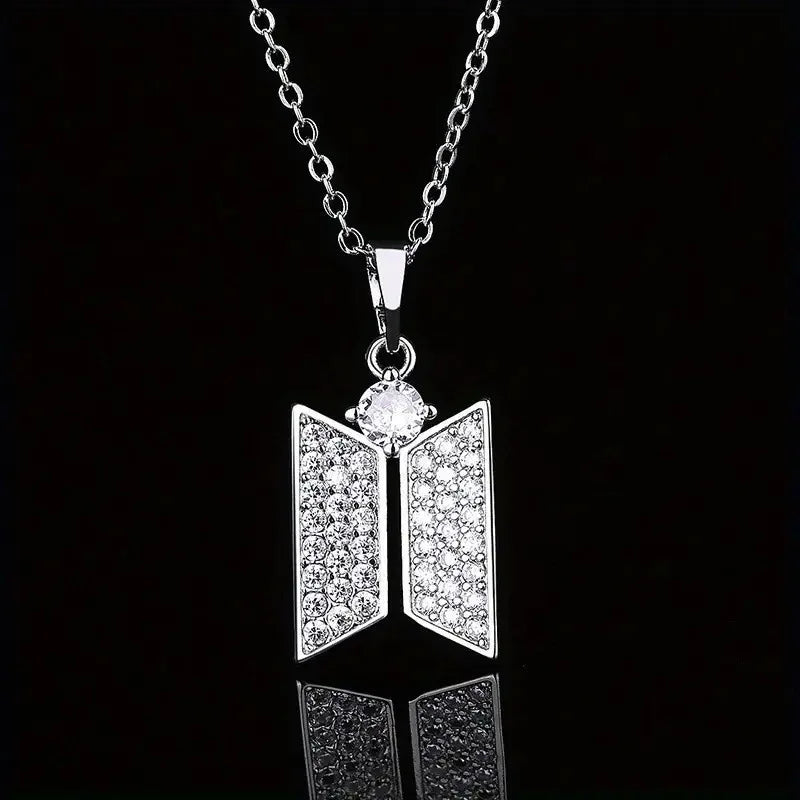 BTS Necklace with Crystal-tone Zircon Alloy Pendant Gift