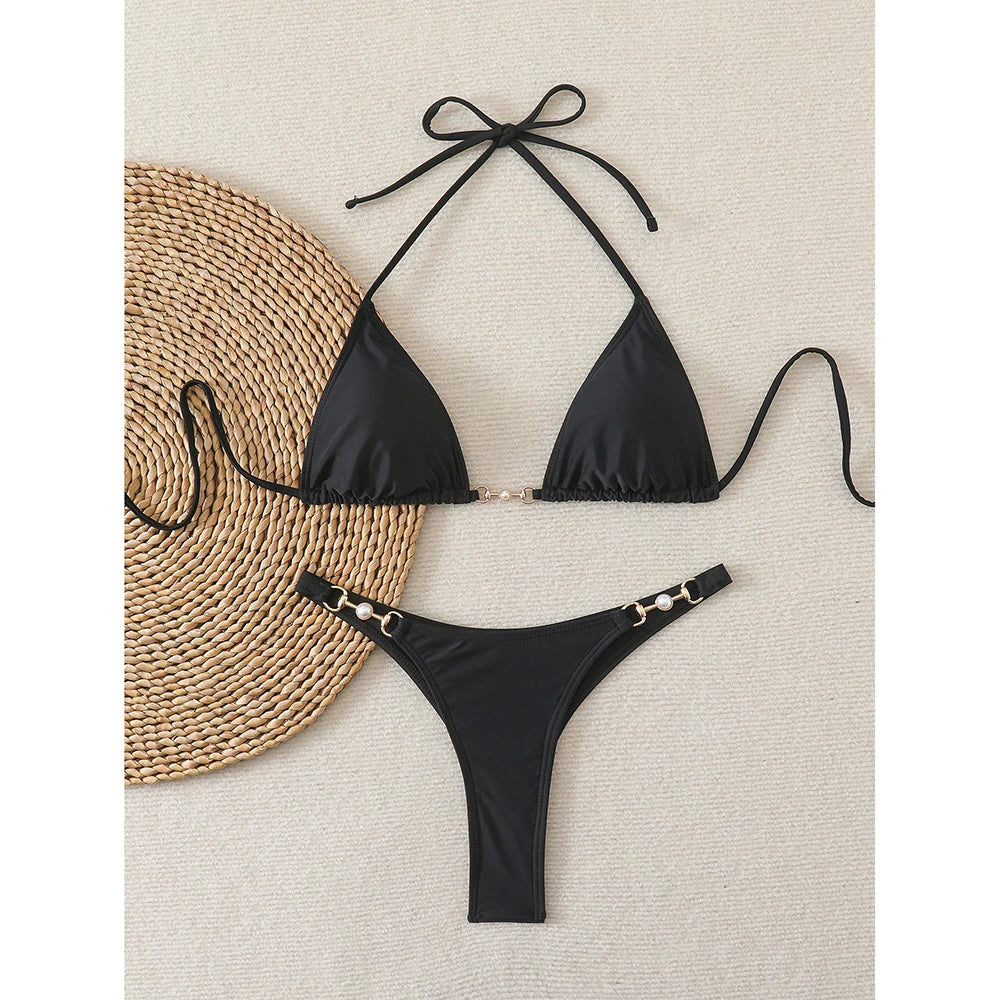 2026 Women's Two-piece Chain Thong Micro Bikini Sets