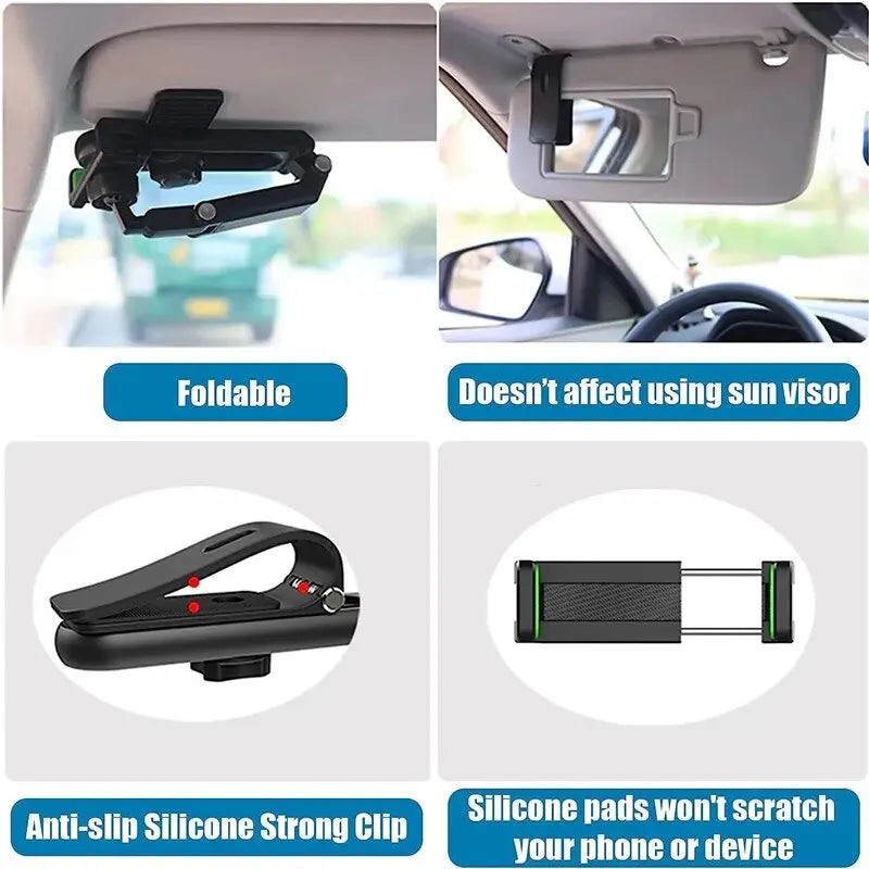 Visor Mount 🚗📱 — 360° Hands-Free Phone Access