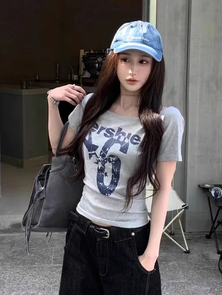 Y2k Women's Sport Summer Off shoulder Top