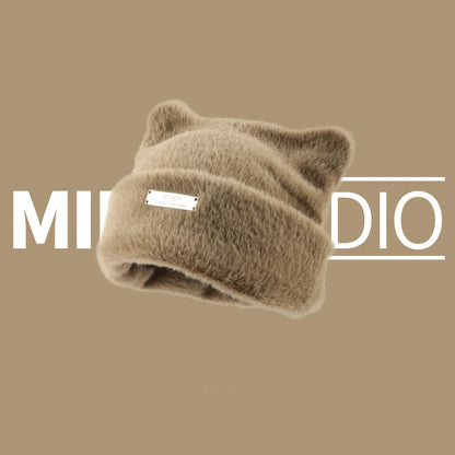Autumn and Winter Teddy Bear Ear Plush Hat
