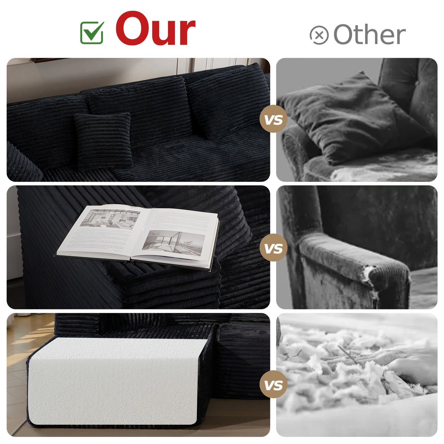 Oversized L Shaped Couch With Chaise  No Assembly Required