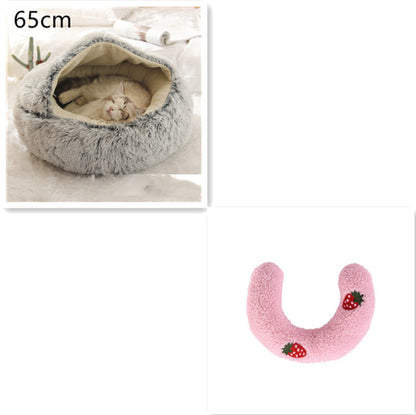 2 In 1 Dog And Cat Round Plush Winter