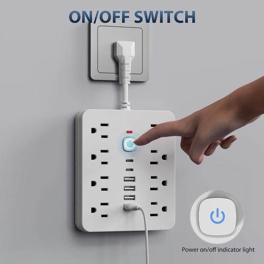 14-in-1 Power Strip Surge Protector with 8AC Outlets