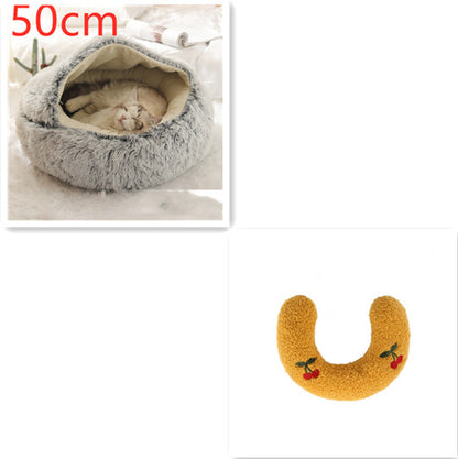 2 In 1 Dog And Cat Round Plush Winter